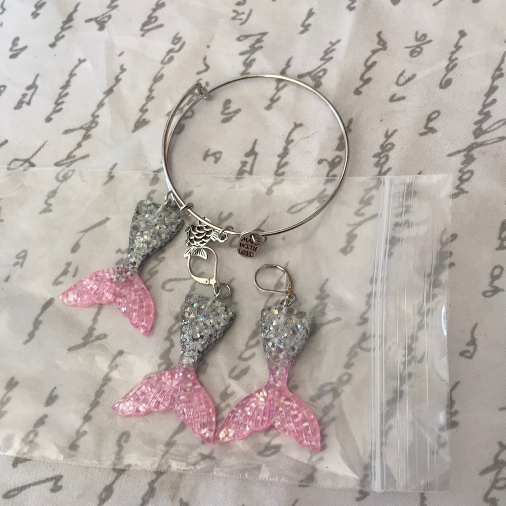 Mermaid bracelet and matching earrings